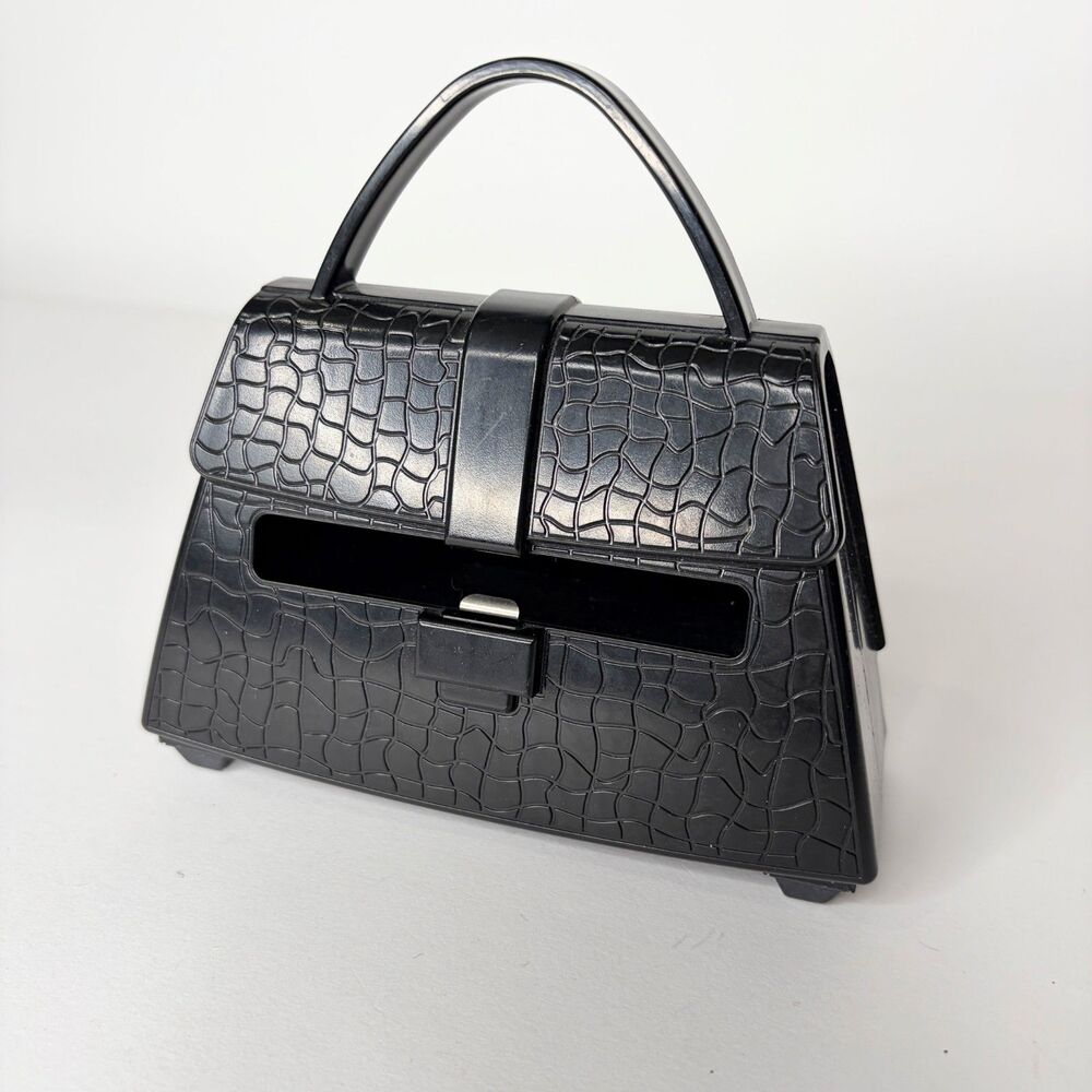 Post-It Brand Pop-up Note Dispenser Alligator Black Purse Handbag Weighted 3x3
